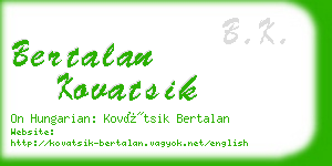 bertalan kovatsik business card